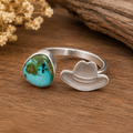 Cowboy Hat & Turquoise Adjustable Ring