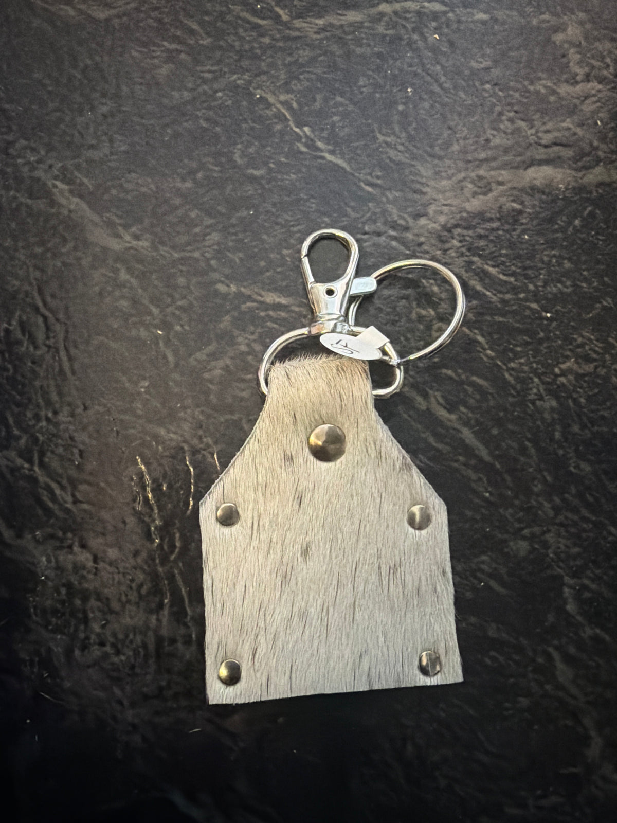 Western Cowhide Ear Tag Keychain 🤎