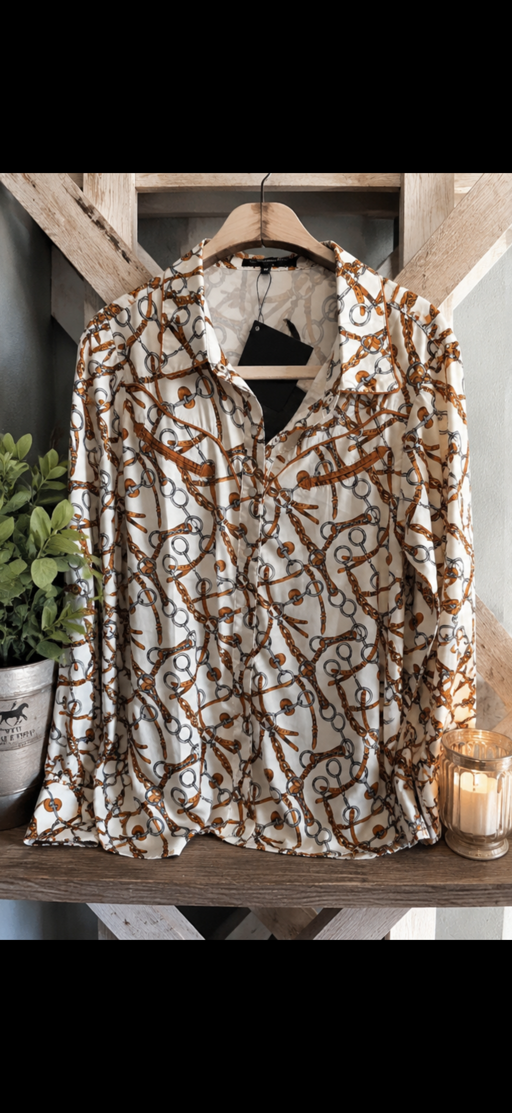 🤎 Equestrian Print Button-Up 🤎