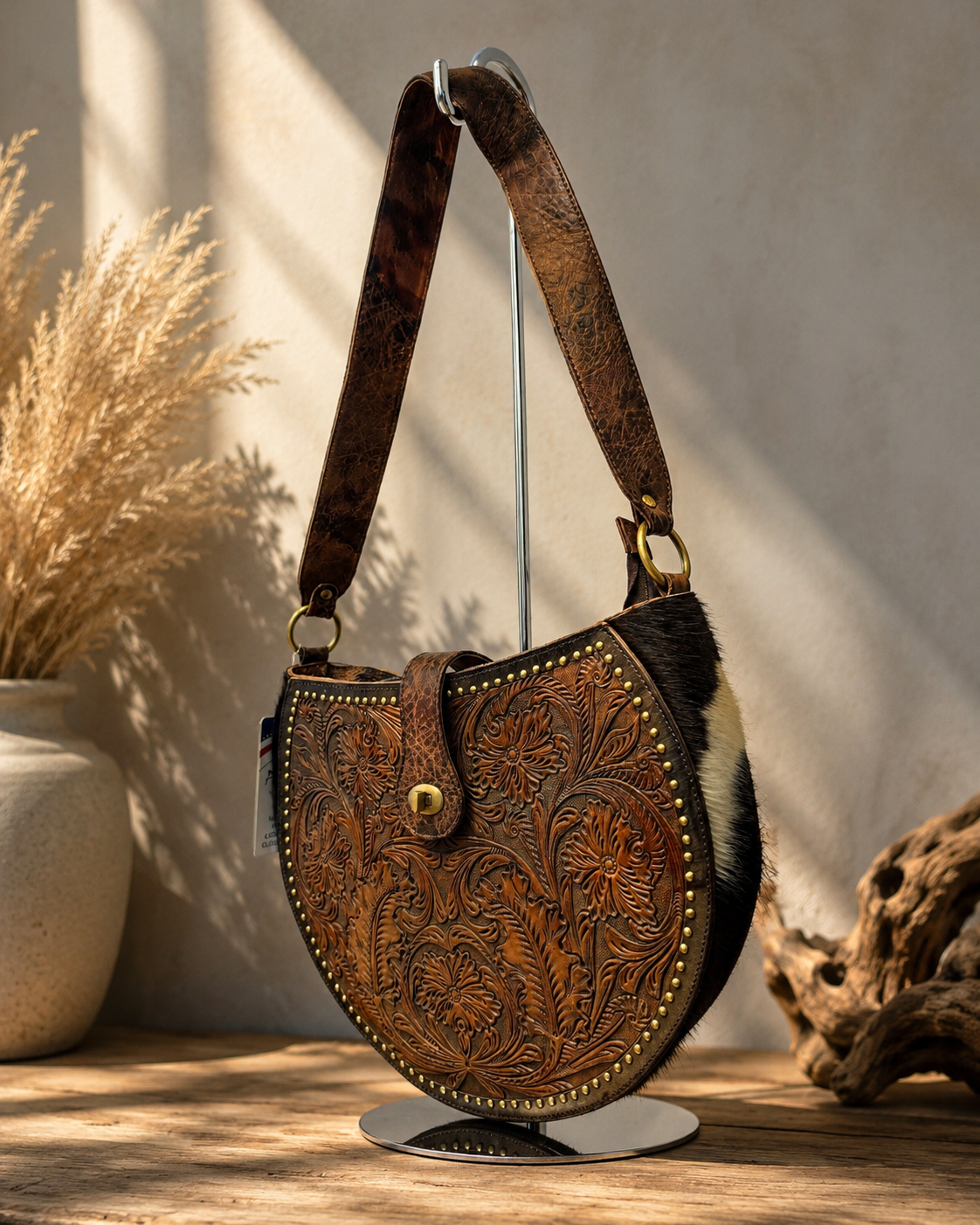 🤎 Tooled Leather & Cowhide Purse 🤎