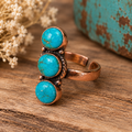 Triple Turquoise Adjustable Copper Ring