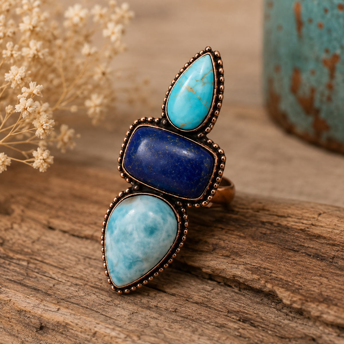 Desert Sky Triple Stone Adjustable Ring