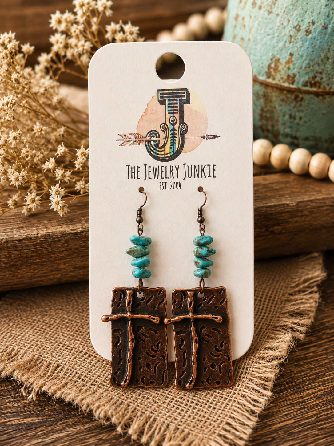 🤎 Rustic Copper & Turquoise Earrings