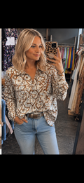 🤎 Equestrian Print Button-Up 🤎
