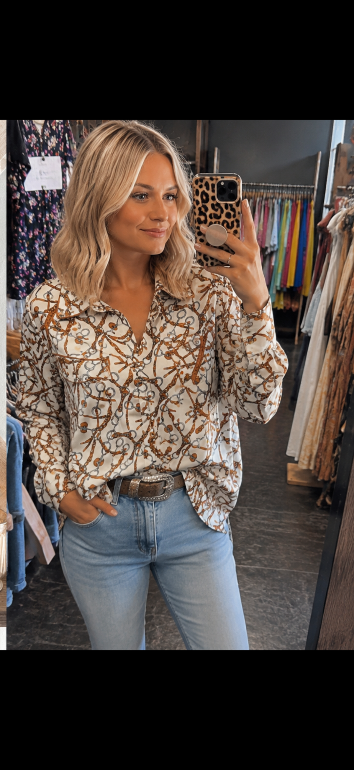 🤎 Equestrian Print Button-Up 🤎